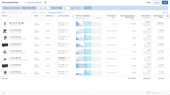 Flieber | Inventory planning screenshot