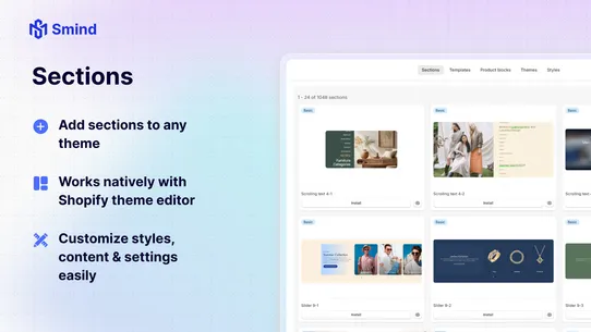 Smind Section &amp; Theme Sections screenshot
