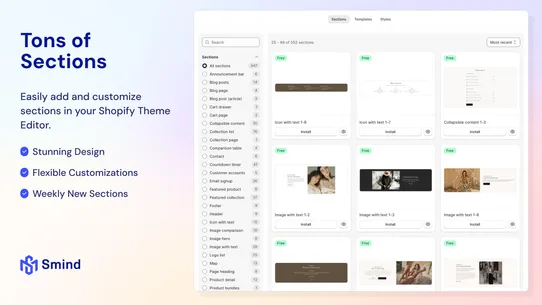 Smind Sections: Theme Sections screenshot