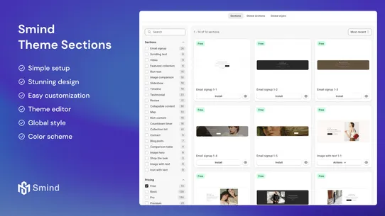 Smind Sections: Theme Sections screenshot