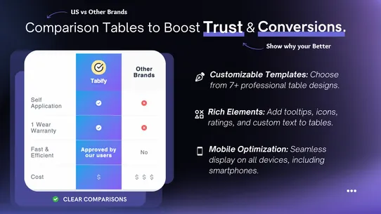 Tabify ‑ Comparison Tables screenshot