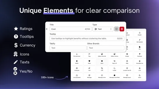 Tabify ‑ Comparison Tables screenshot