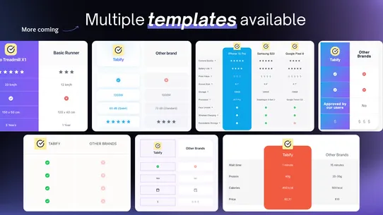 Tabify ‑ Comparison Tables screenshot