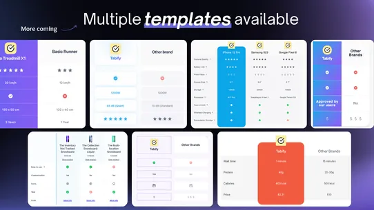 Tabify ‑ Comparison Tables screenshot