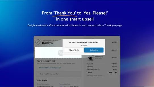 AOV Post Purchase Upsell screenshot