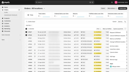 TrioM Combine &amp; Merge Orders screenshot