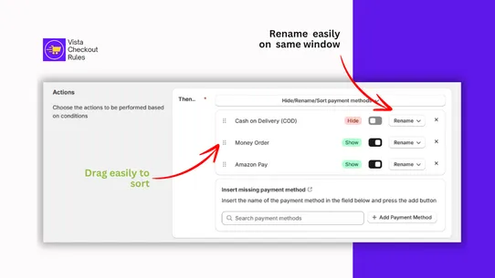 Vista Checkout Rules screenshot