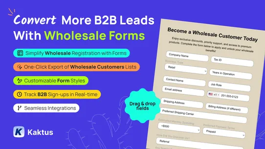 K:B2B Signup + Wholesale Forms screenshot