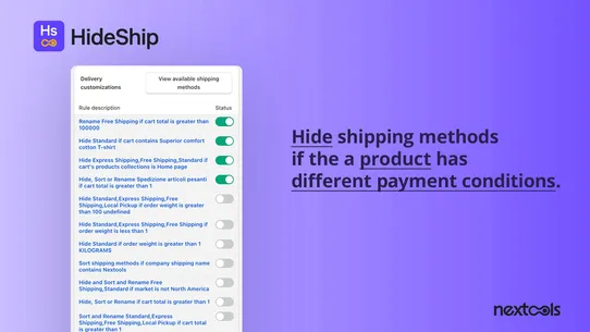 HideShip:Hide Shipping Methods screenshot