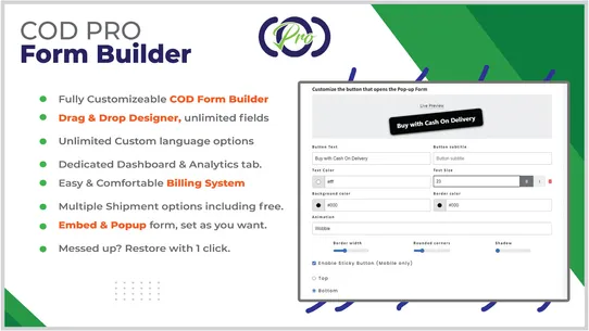 COD PRO Easy Sell Form Builder screenshot