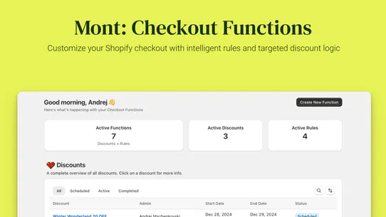 Mont ‑ Checkout Functions screenshot