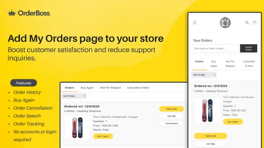 OrderBoss ‑ My Orders page screenshot