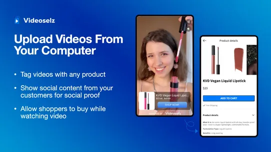 Videoselz Shoppable Video UGC screenshot