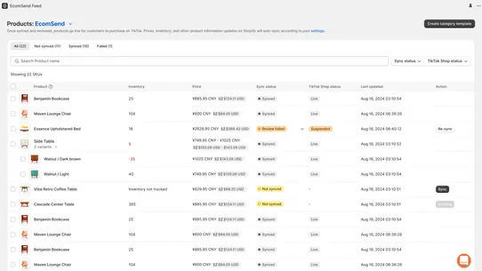 EcomSend Feed for TikTok Shop screenshot