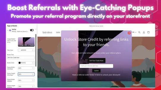 RefUp Credit Referral Program screenshot