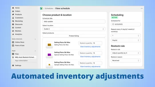 Mify Auto Restock Scheduler screenshot