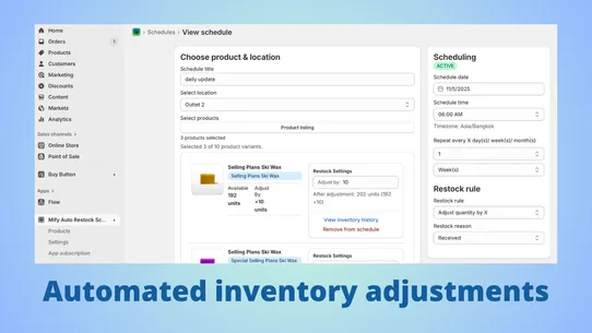 Mify Auto Restock Scheduler screenshot