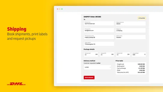 DHL eCom Sweden screenshot