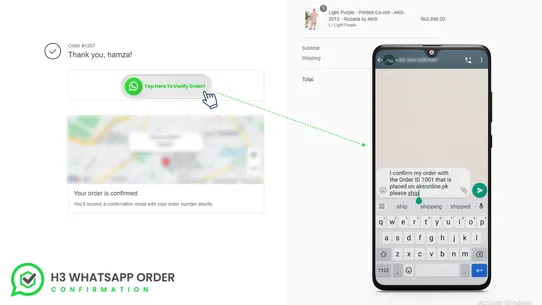 H3 WhatsApp Order Confirmation screenshot