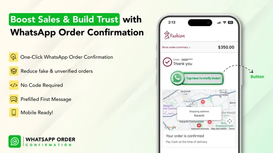 H3 WhatsApp Order Confirmation screenshot