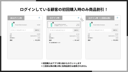 シンプル会員初回商品割引｜お手軽初回ログイン商品セール設定 screenshot