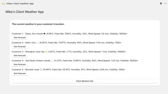 Mike&#39;s Client Weather App screenshot