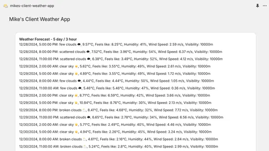 Mike&#39;s Client Weather App screenshot