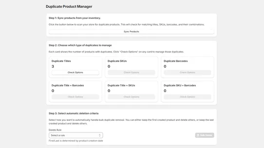 S: Delete Duplicate Products screenshot