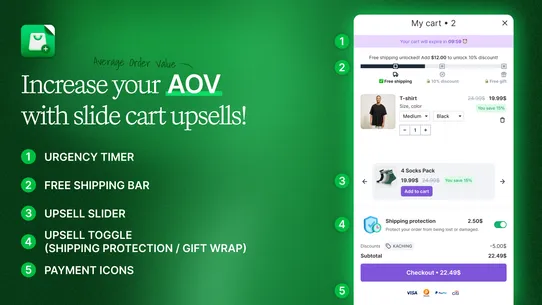 Kaching Cart Drawer AI Upsell screenshot