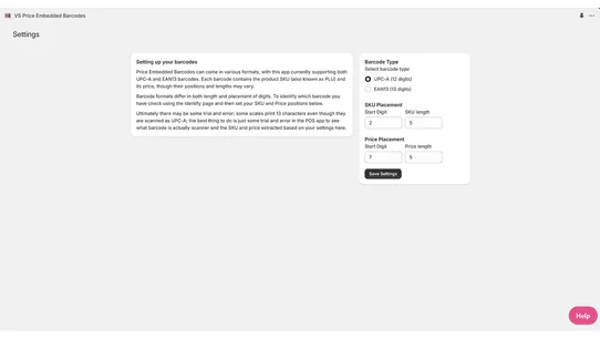 VS POS Price Embedded Barcodes screenshot