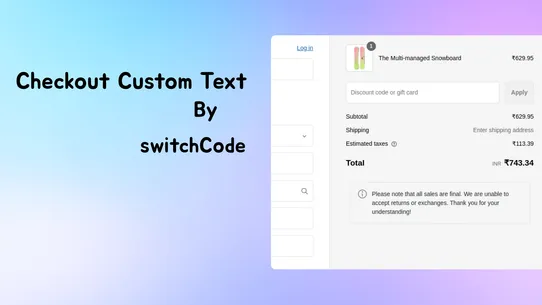 switchCode: Checkout Text screenshot