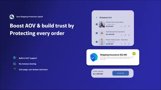 Sam Shipping Protection Upsell screenshot