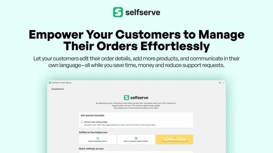 SelfServe: Order Editing screenshot