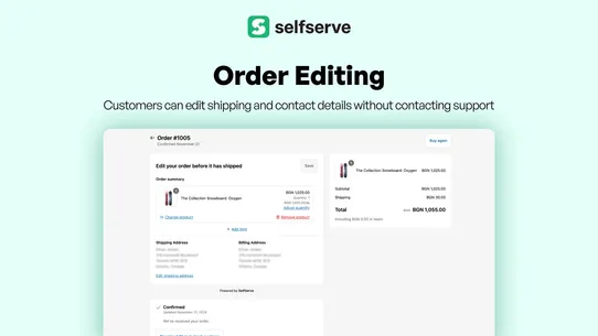 SelfServe: Order Editing screenshot