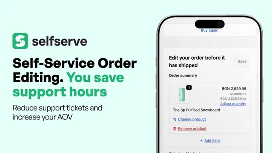 SelfServe Order Editing+Upsell screenshot