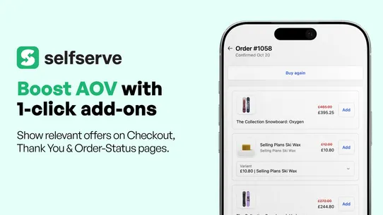 SelfServe Order Editing+Upsell screenshot