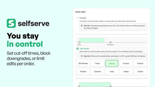 SelfServe Order Editing+Upsell screenshot