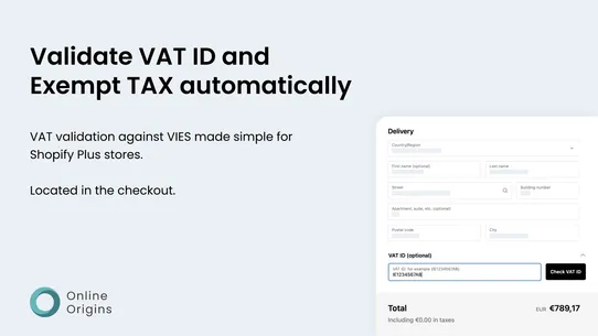 OO ‑ EU Tax Exemption Checkout screenshot