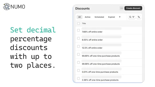 Numo Decimal Discounts screenshot