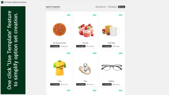 AI Product Options, Variants screenshot