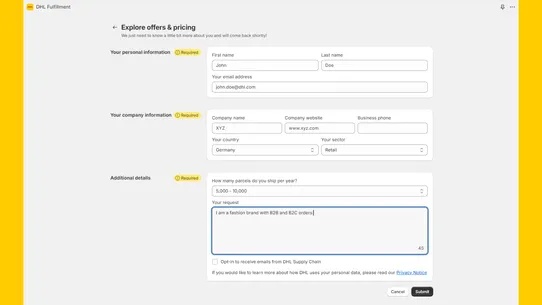 DHL Fulfillment screenshot