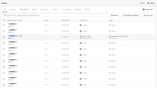 TrackingMore Order Tracking screenshot