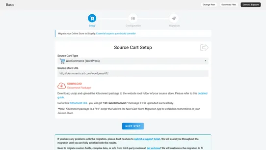Next‑Cart Store Migration screenshot