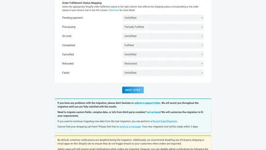 Next‑Cart Store Migration screenshot