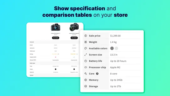 Spec &amp; Compare screenshot