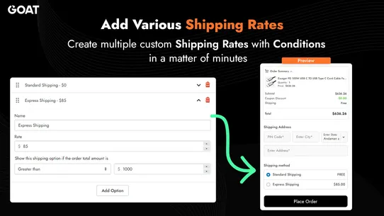 GOAT COD Form, Upsells &amp; OTP screenshot