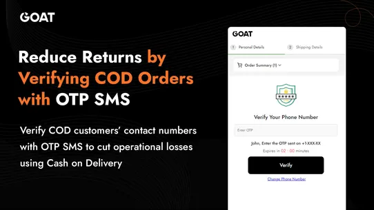 GOAT COD Form, Upsells &amp; OTP screenshot