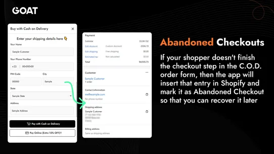 GOAT COD Form, Upsells &amp; OTP screenshot