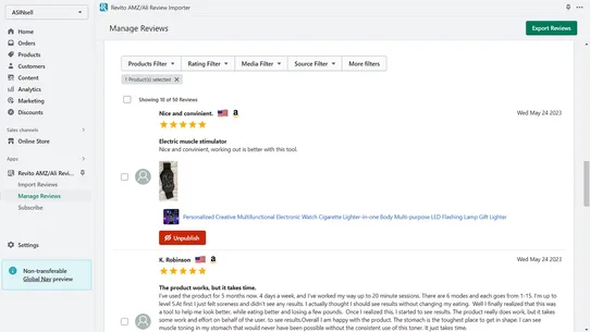 Revito AMZ AliExpress Reviews screenshot