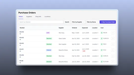 Materials Inventory screenshot